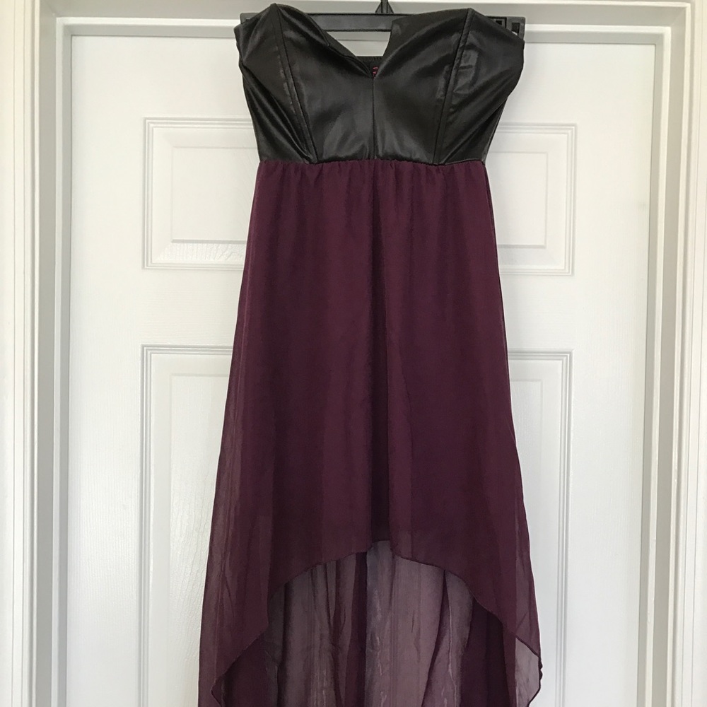 Purple and black leather dress